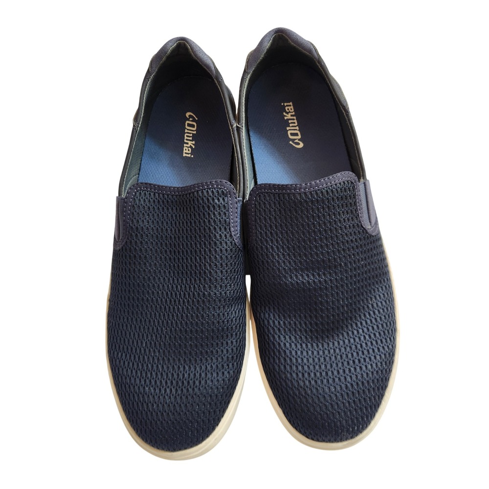 OluKai Laeahi Mens Navy Blue Textile Slip On Loafers Comfort Casual Shoes US 14